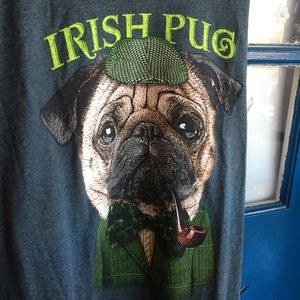 ☘️Gray T-shirt Irish Pug St. Patrick’s Day ready 2X Unisex Excellent Condition☘️